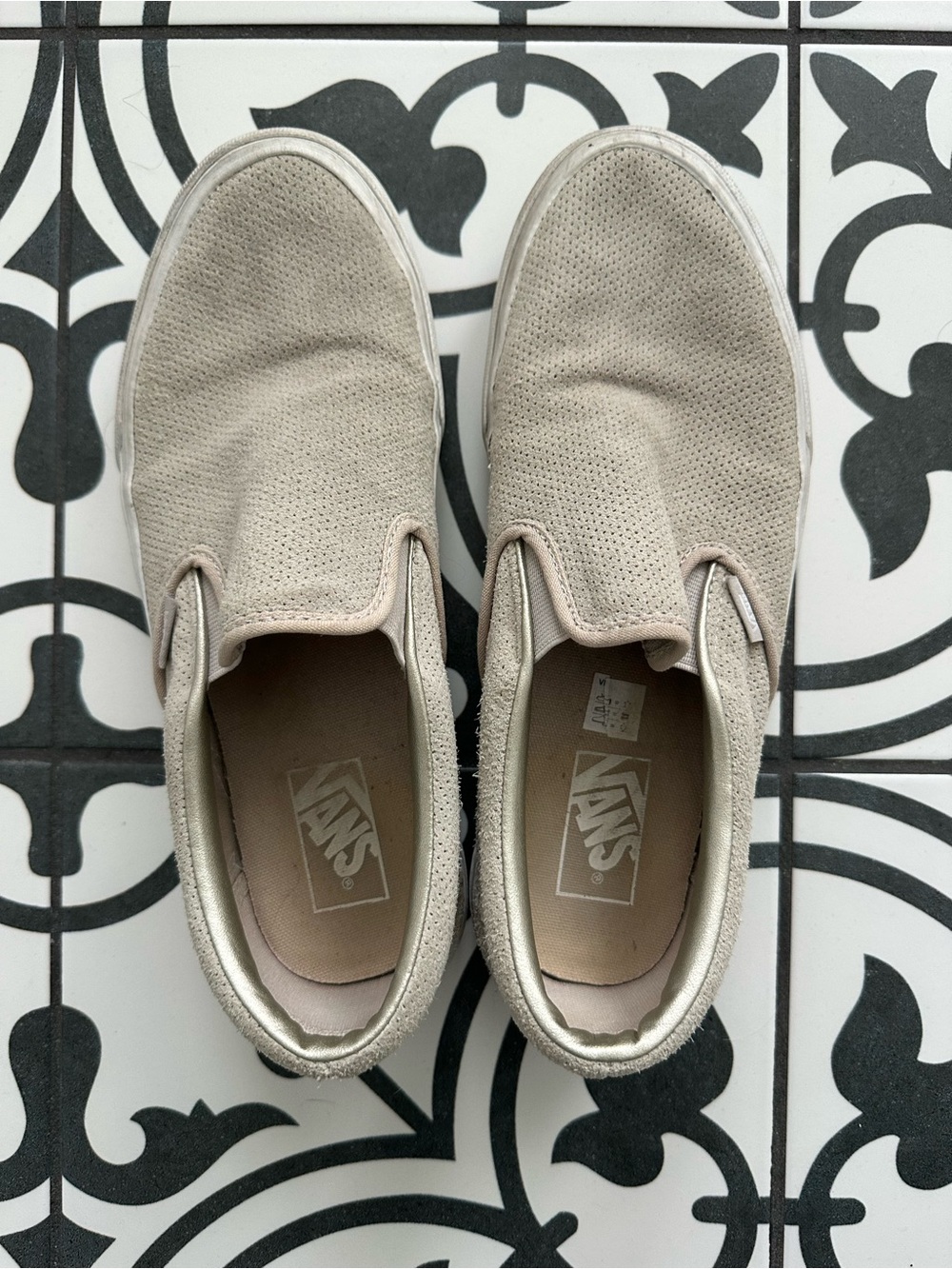 Vans Slip-On Suede Sneakers in Light Beige